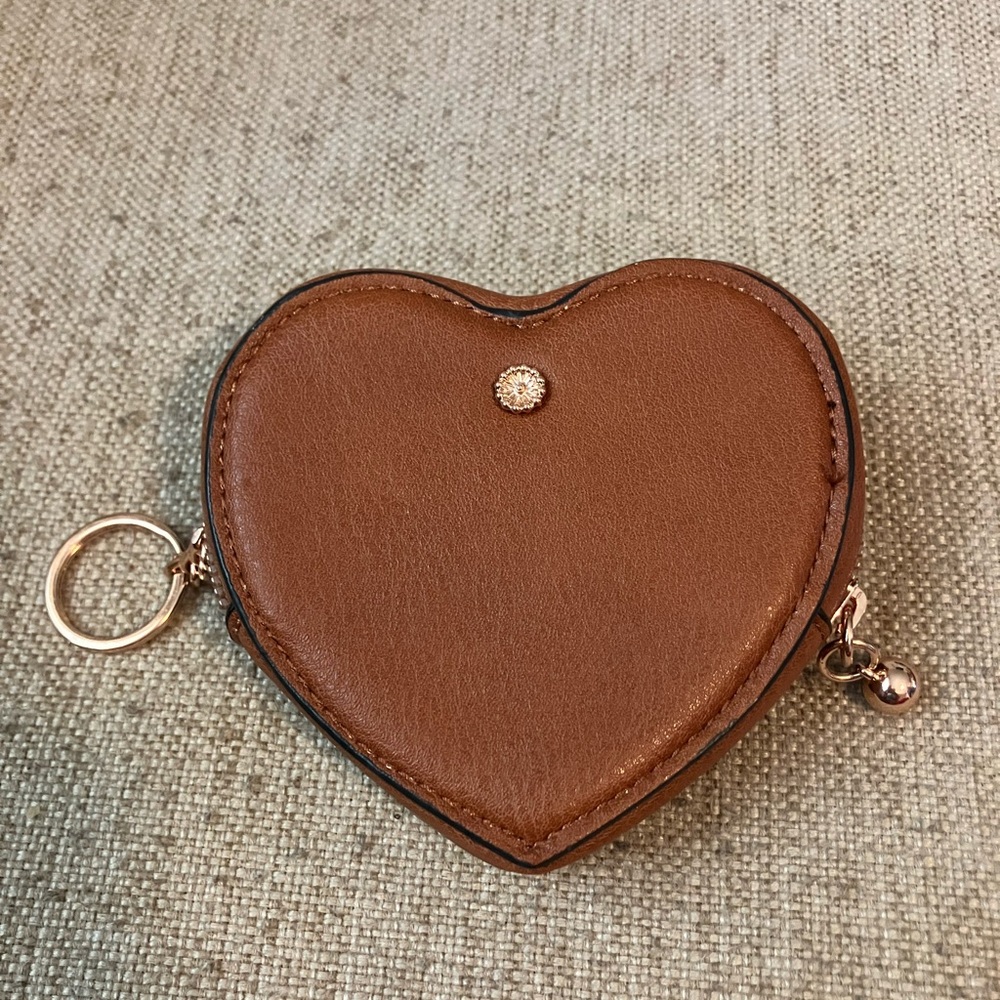 Lauren Conrad brown leather keychain change purse